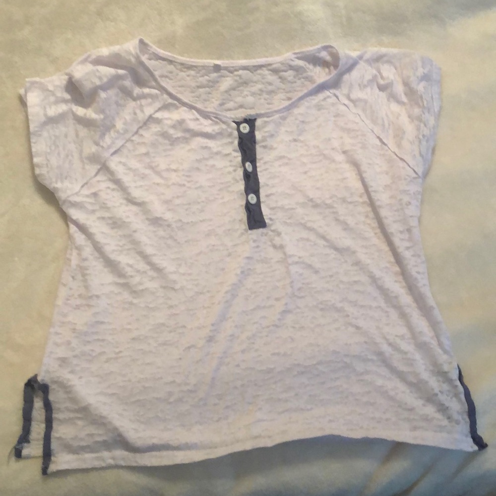 Sheer White Short Sleeve Button Up